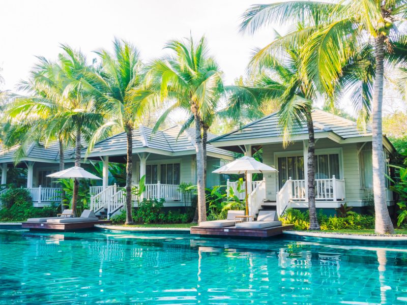 Beautiful luxury swimming pool in hotel pool resort - Boost up color Processing